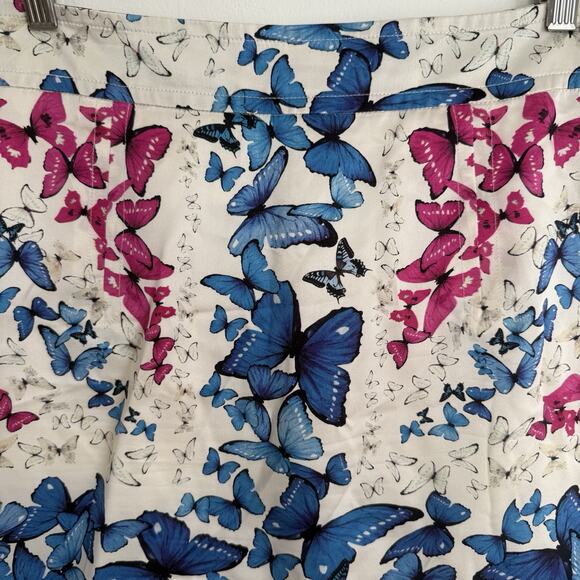 Paul Smith Blue Novelty Print Butterfly 100% Silk Pencil Midi Skirt US 10/UK14 - Picture 2 of 8